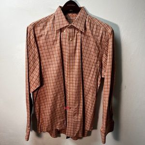 Orange Check No-Iron Long Sleeve Dress Shirt - 17.5 36/37